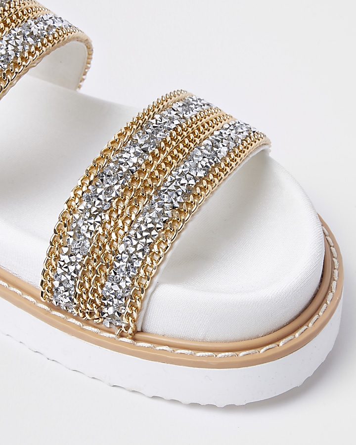 ​White double chain detail strap sandal