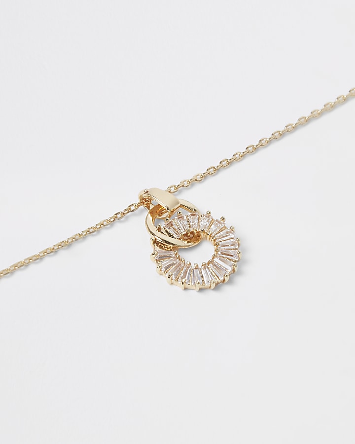 Gold tone diamante pendant necklace