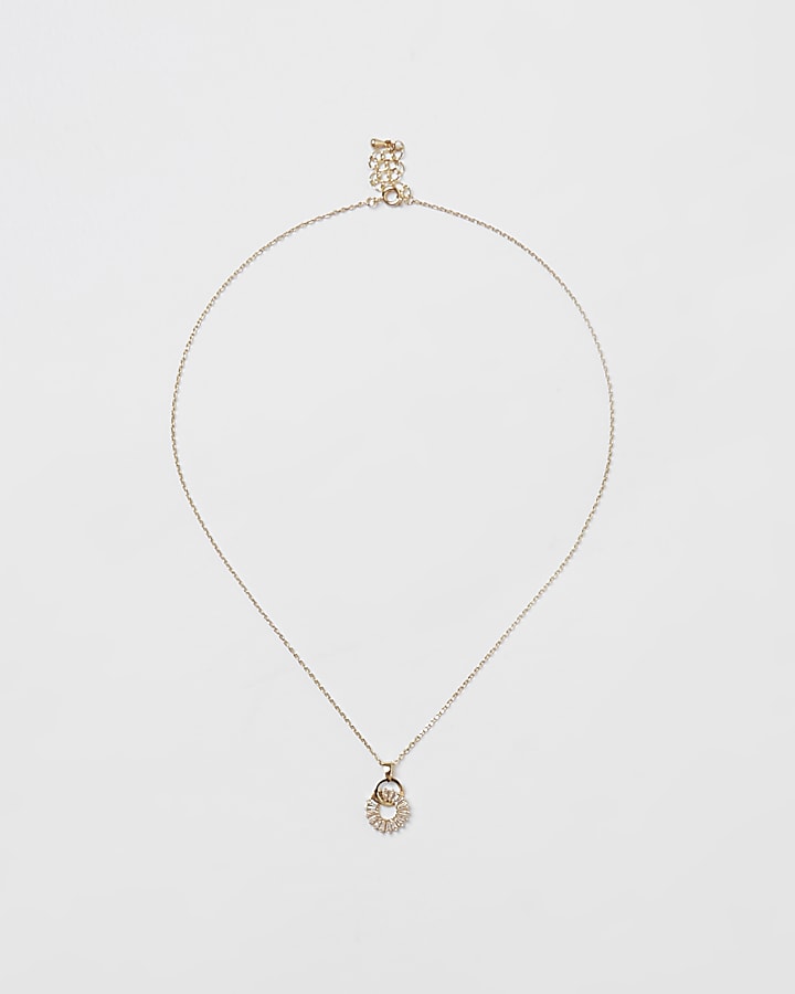 Gold tone diamante pendant necklace