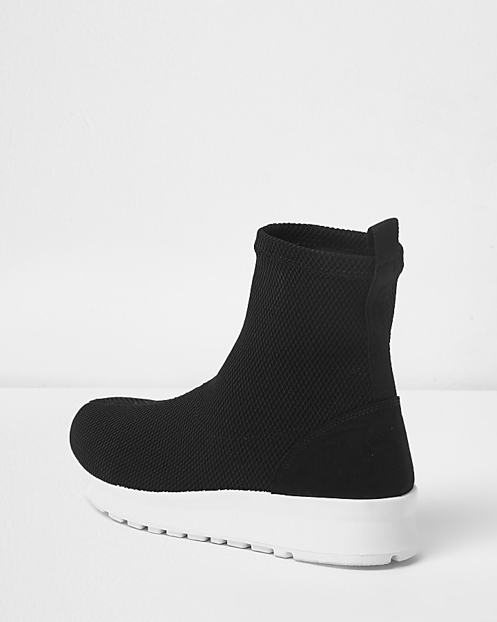 Black contrast sole sock trainers