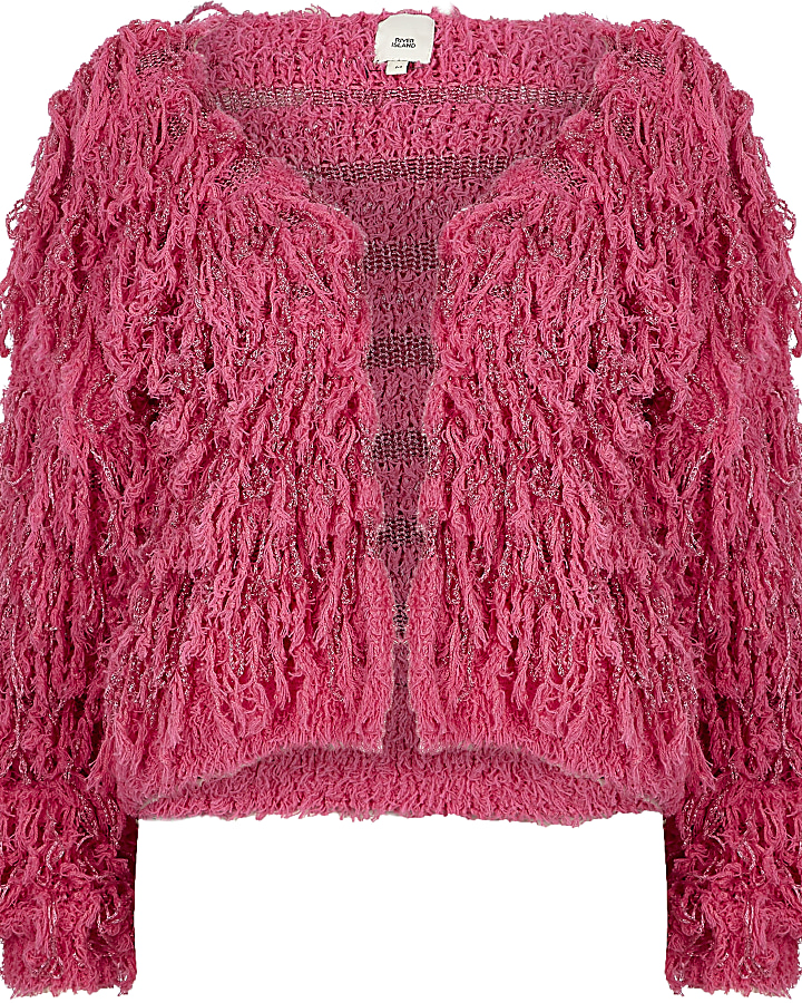 Pink stripe trophy knit cardigan