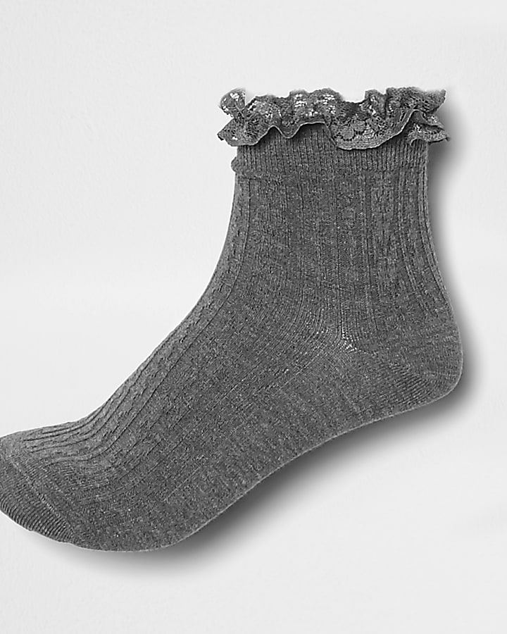 Grey frill detail socks