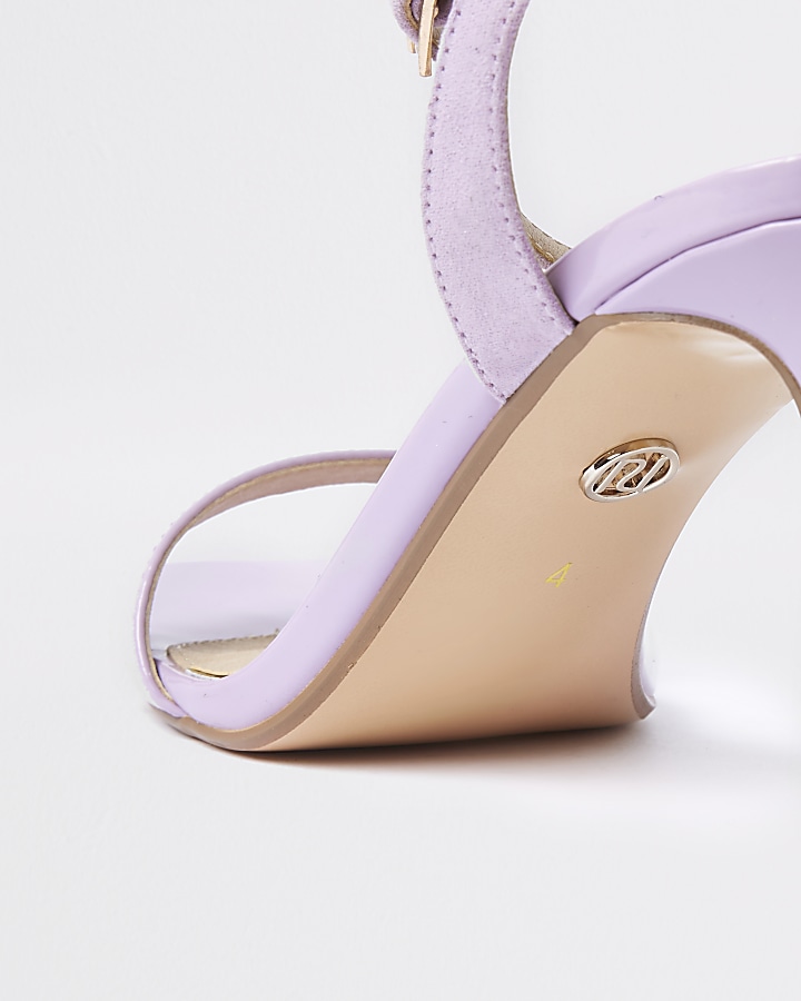 Purple barely there mid heel sandals