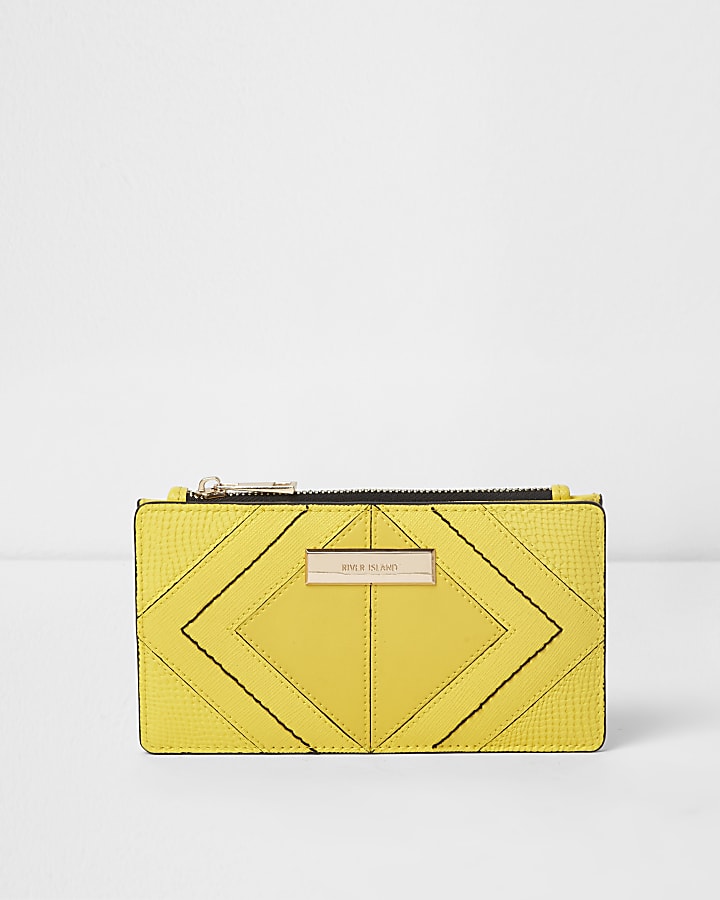 Yellow diamond panel slim foldout purse