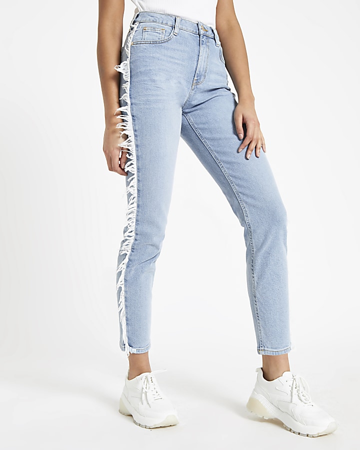 Light blue Casey frayed side slim fit jeans
