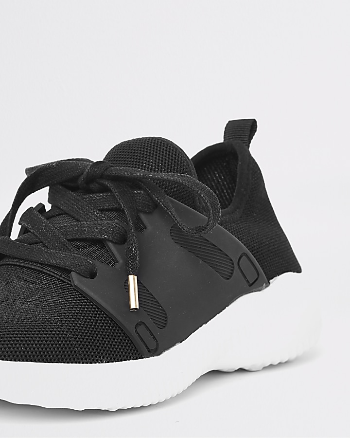 Black knit lace-up runner trainers