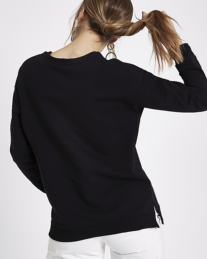 Black 'la beaute' embossed sweatshirt