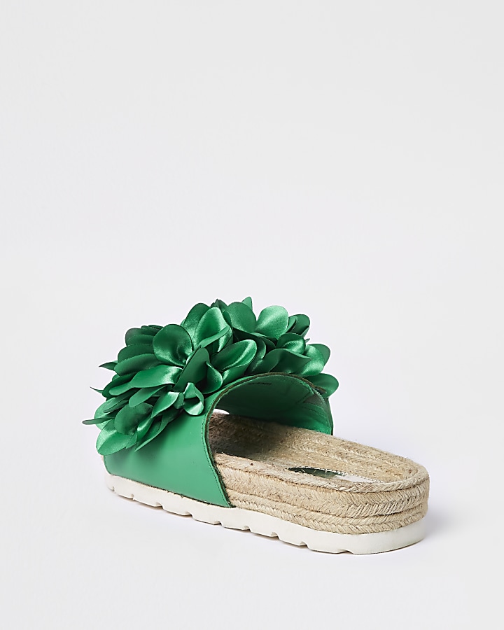 Green floral espadrille sandals
