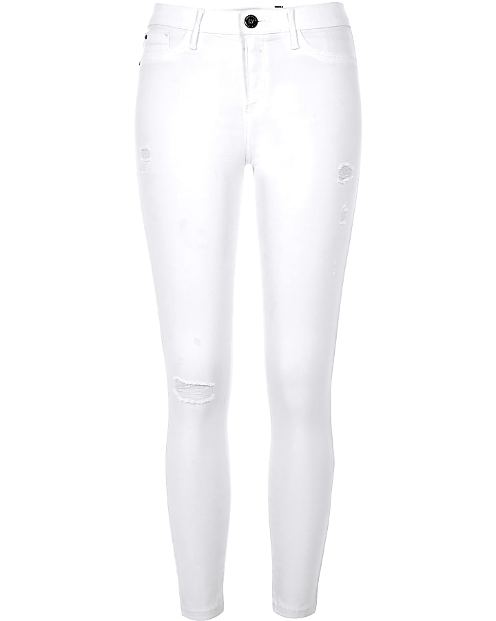 White FTBC charity Molly mid rise jeggings