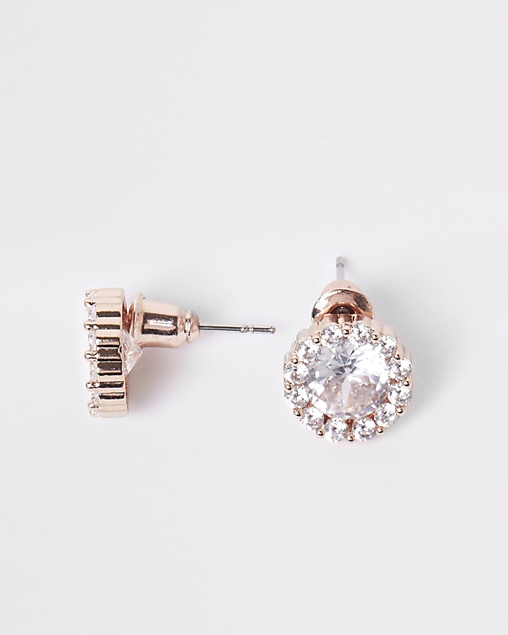 Rose gold plated cubic zironia stud earrings