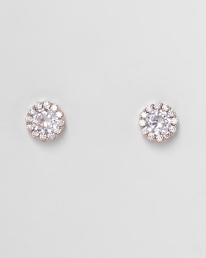 Rose gold plated cubic zironia stud earrings