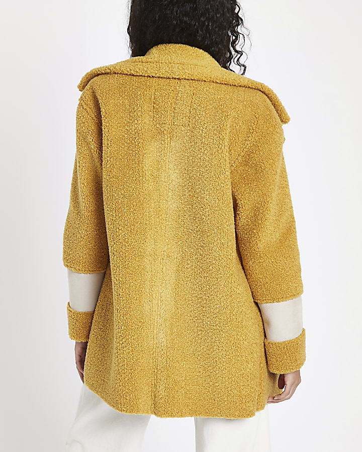 Yellow borg panelled coat