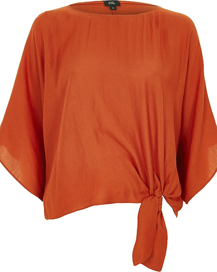 Dark orange knot side T-shirt