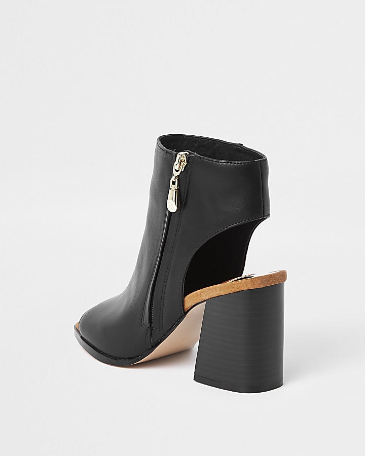Black wide fit side zip shoe boot
