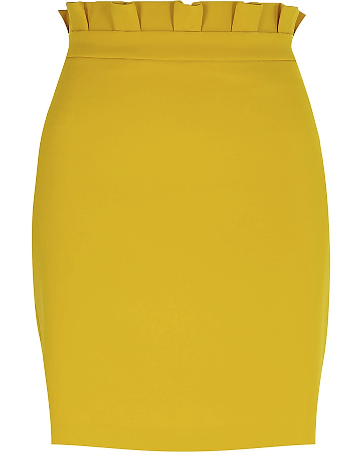 Yellow paperbag mini skirt