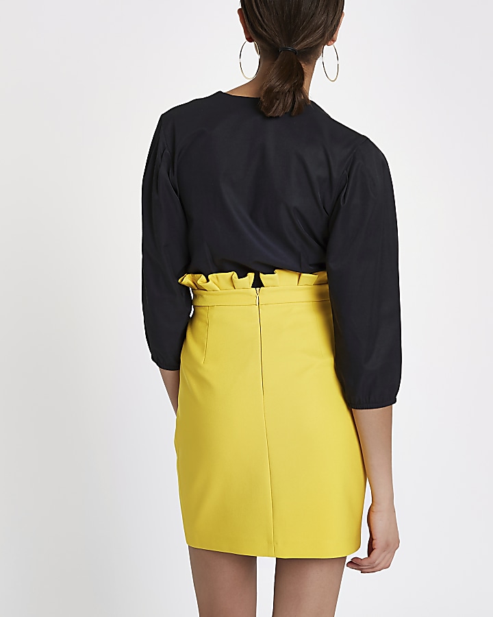 Yellow paperbag mini skirt
