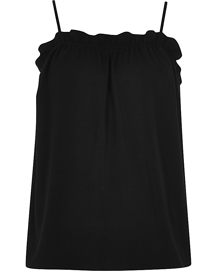 Black ruched neck cami top