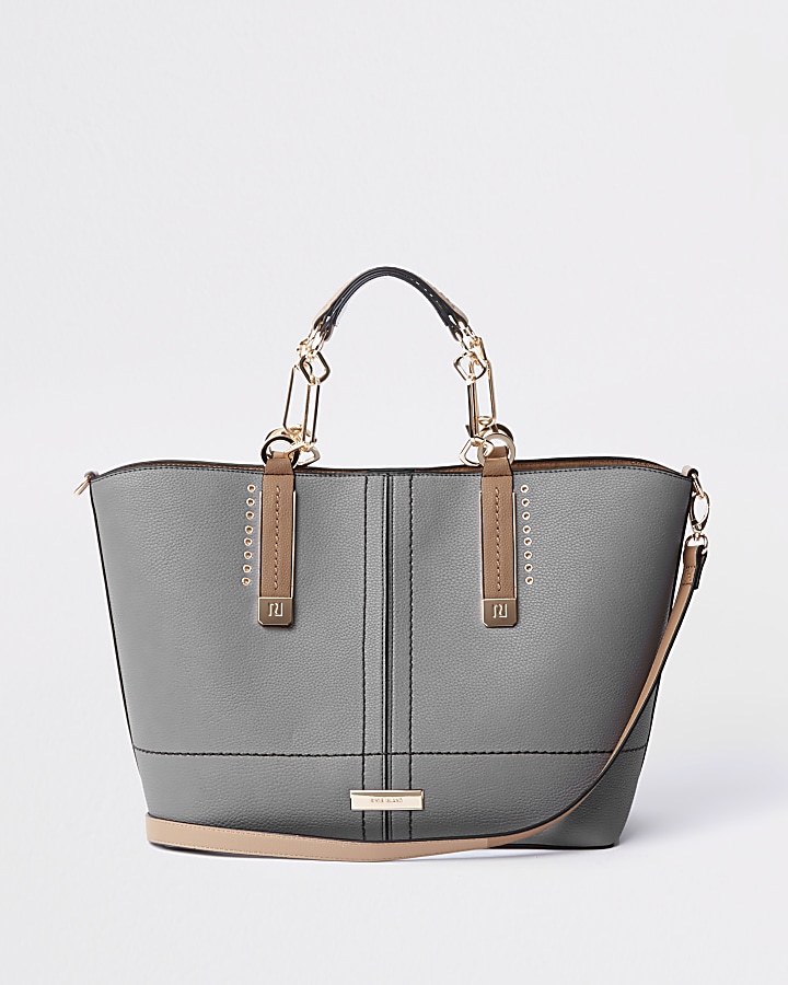 Grey winged contrast tote bag