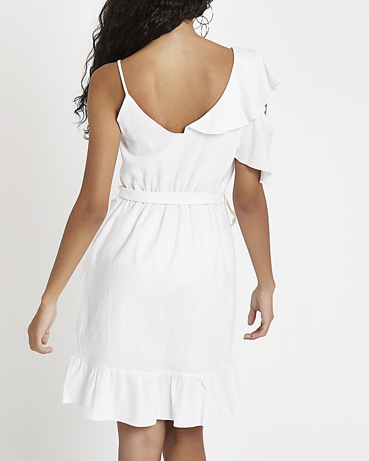 White one shoulder mini dress