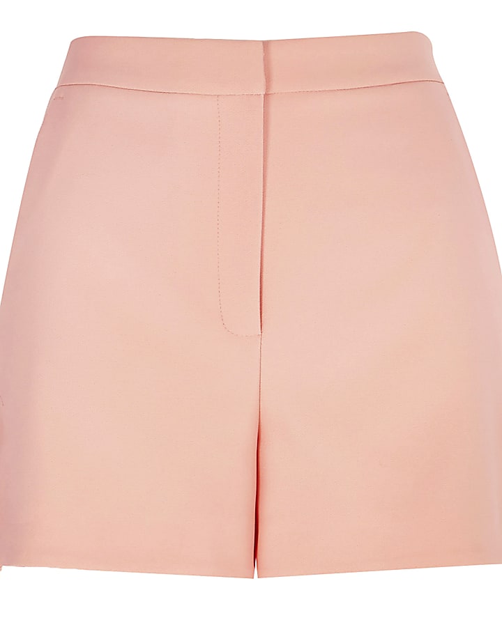 Peach diamante pearl embellished frill shorts