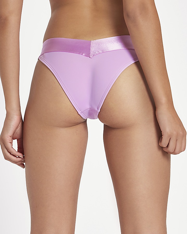 Lilac pearl stud high leg bikini bottoms