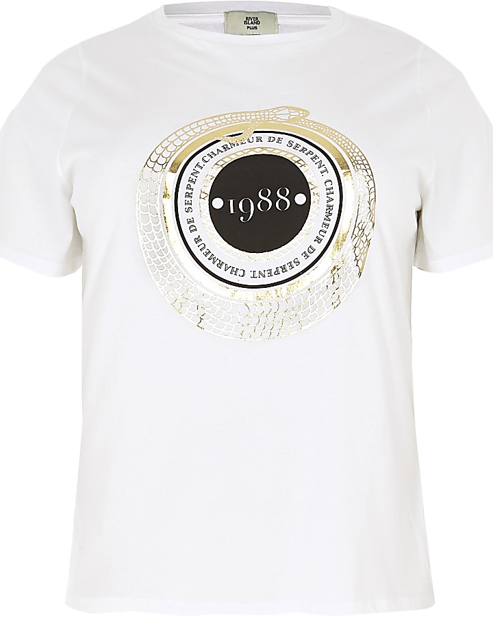 Plus white ‘1988’ short sleeve T-shirt