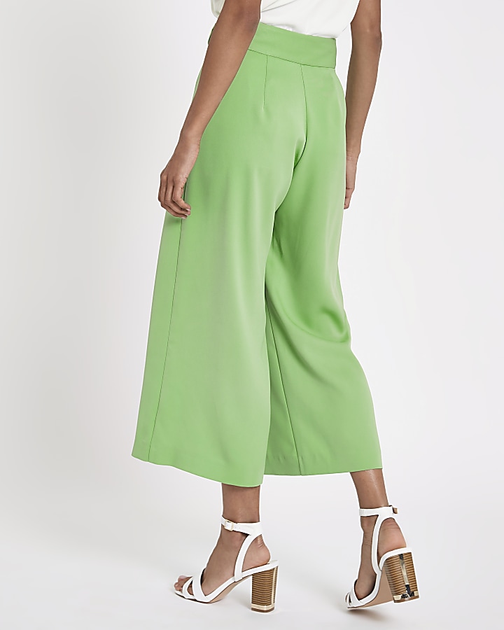 Petite green wide leg culottes