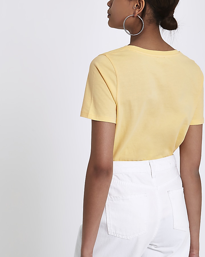 Yellow More’ cut out T-shirt