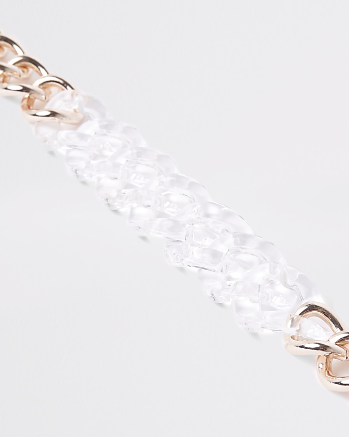 Rose gold tone and clear multilink necklace