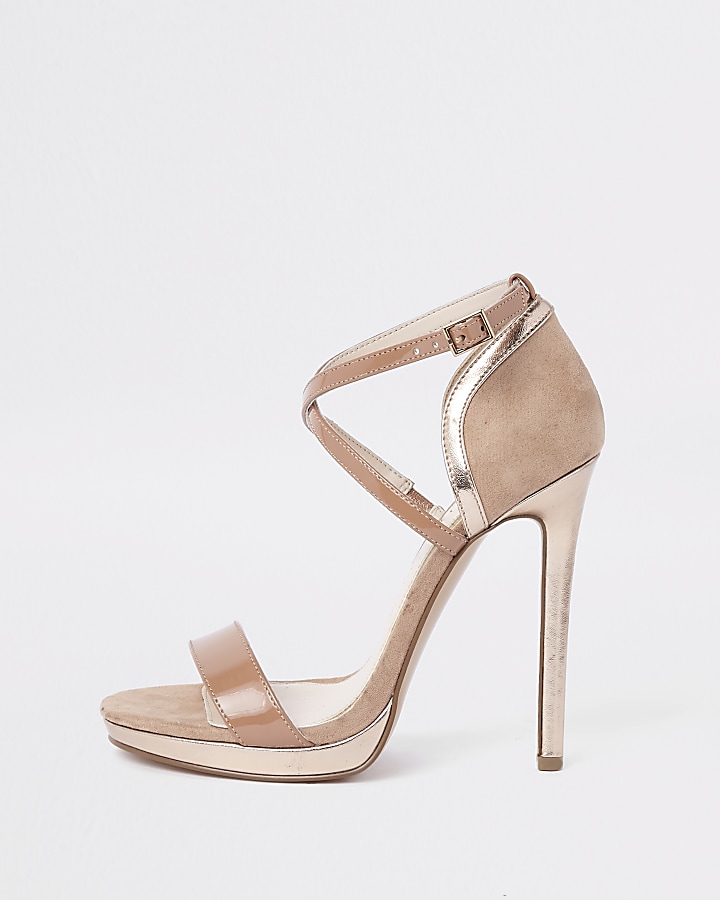 Beige barely there platform sandals