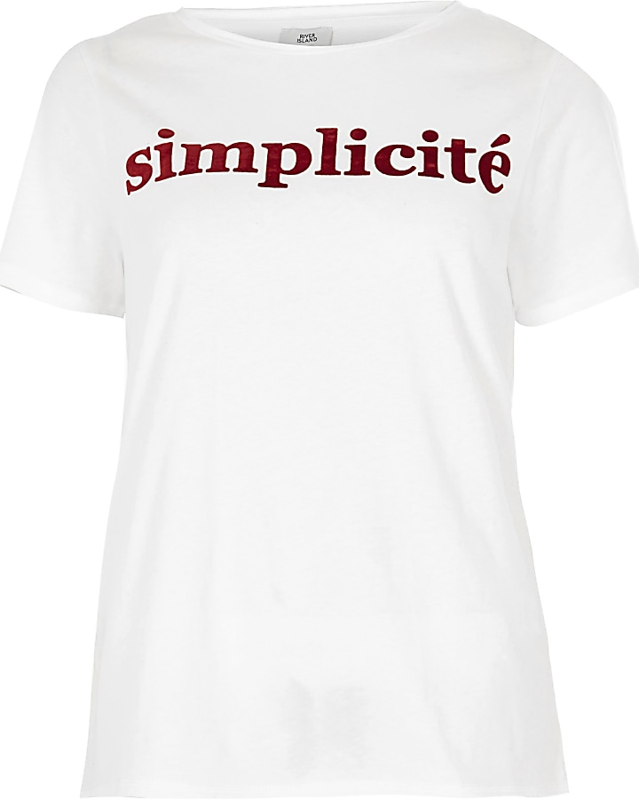 White 'simplicite' velvet print T-shirt