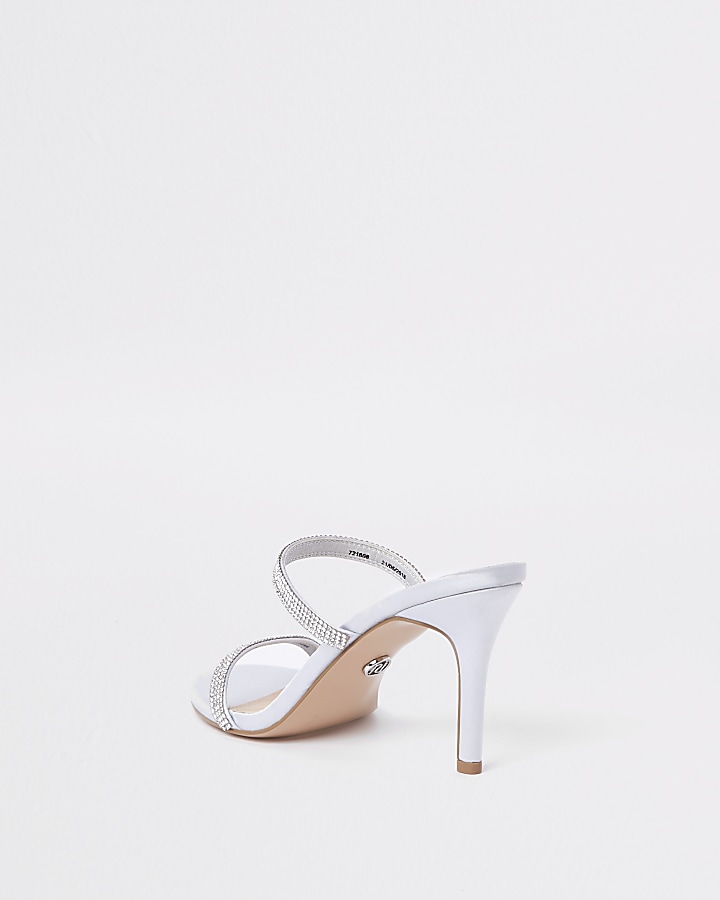 Light grey barely there slip on stiletto mule