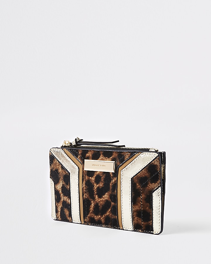 Beige cutabout leopard print fold out purse
