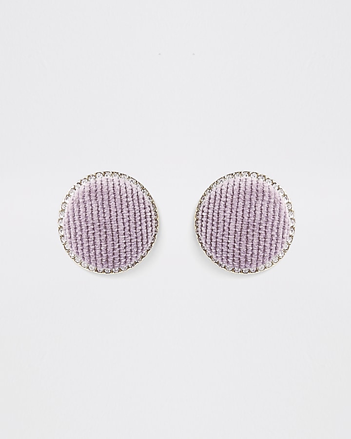 Light purple gold tone circle stud earrings