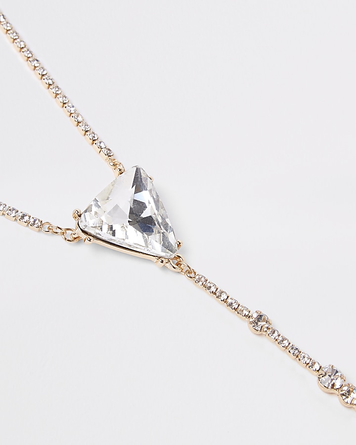 Gold tone triangle drop necklace
