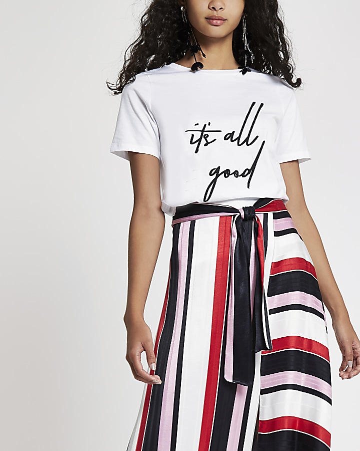 White ‘it's all good’ print T-shirt