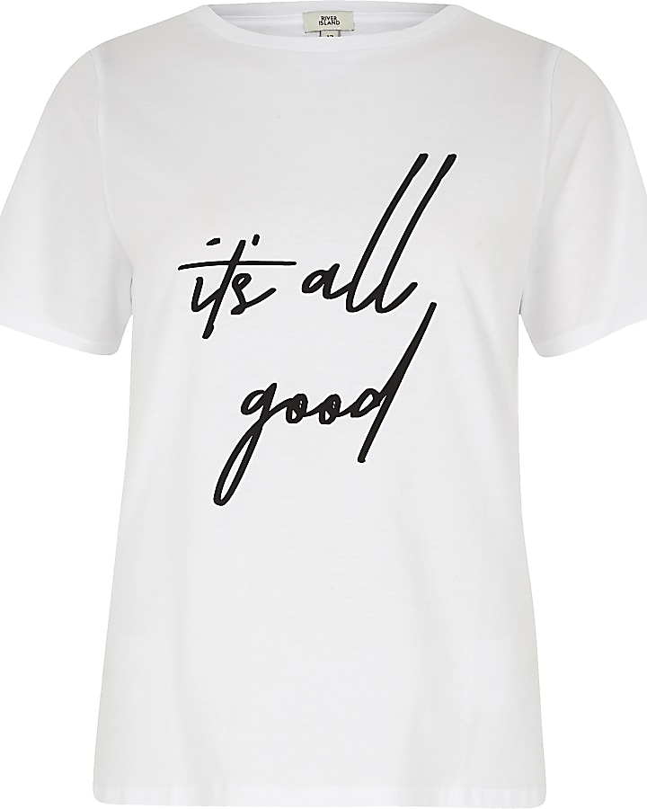 White ‘it's all good’ print T-shirt
