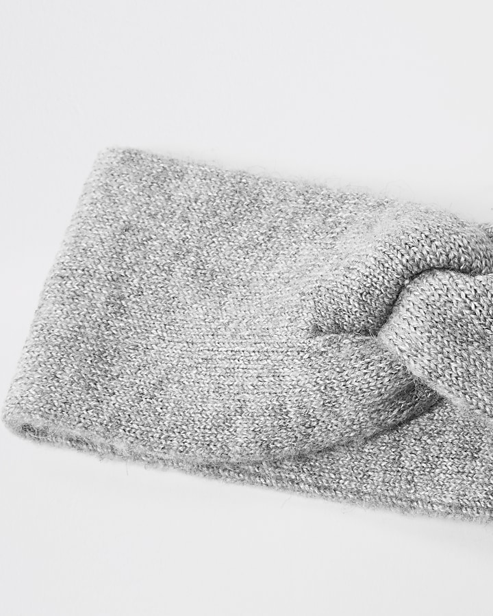 Light grey knit twist headband