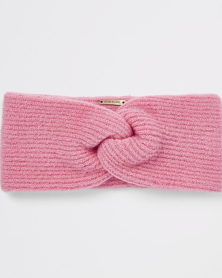 Pink knit twist headband