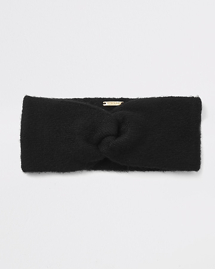 Black knit twist headband