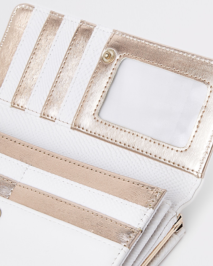 White jewel embellished clip top purse