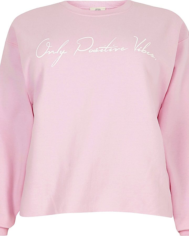 Plus pink ‘Only positive vibes’ sweatshirt