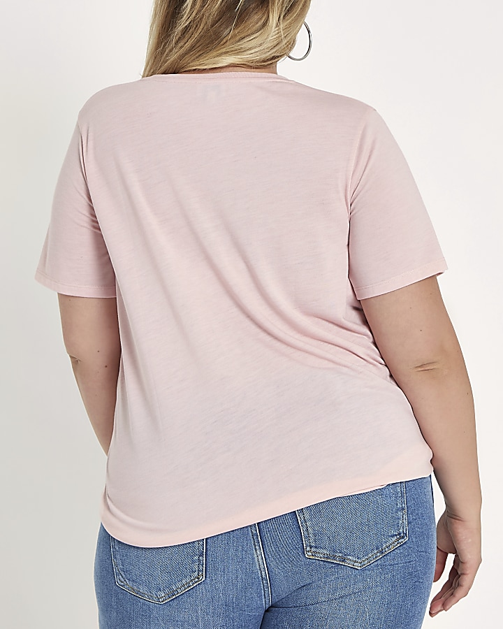 Plus pink ‘love’ print T-shirt