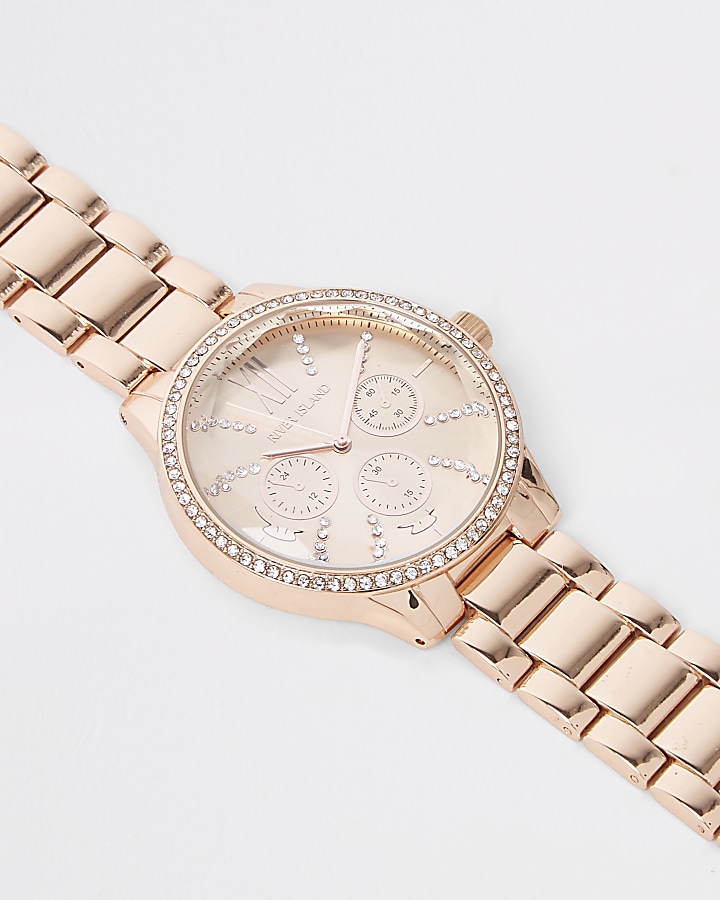 Rose gold colour chain link strap watch
