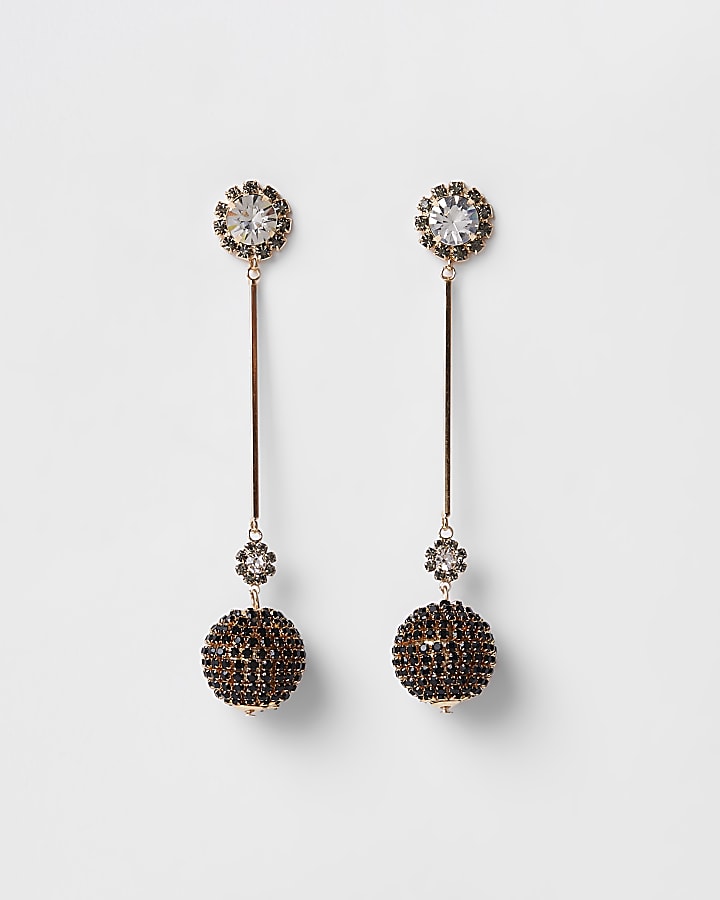 Gold colour cup chain ball drop earrings