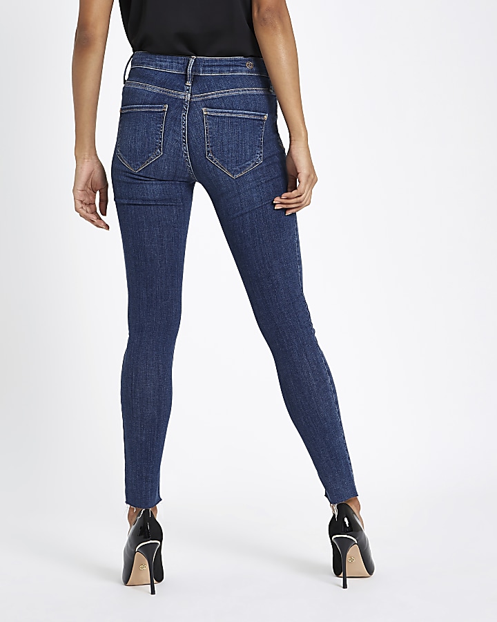 Petite mid wash blue Molly skinny jeans