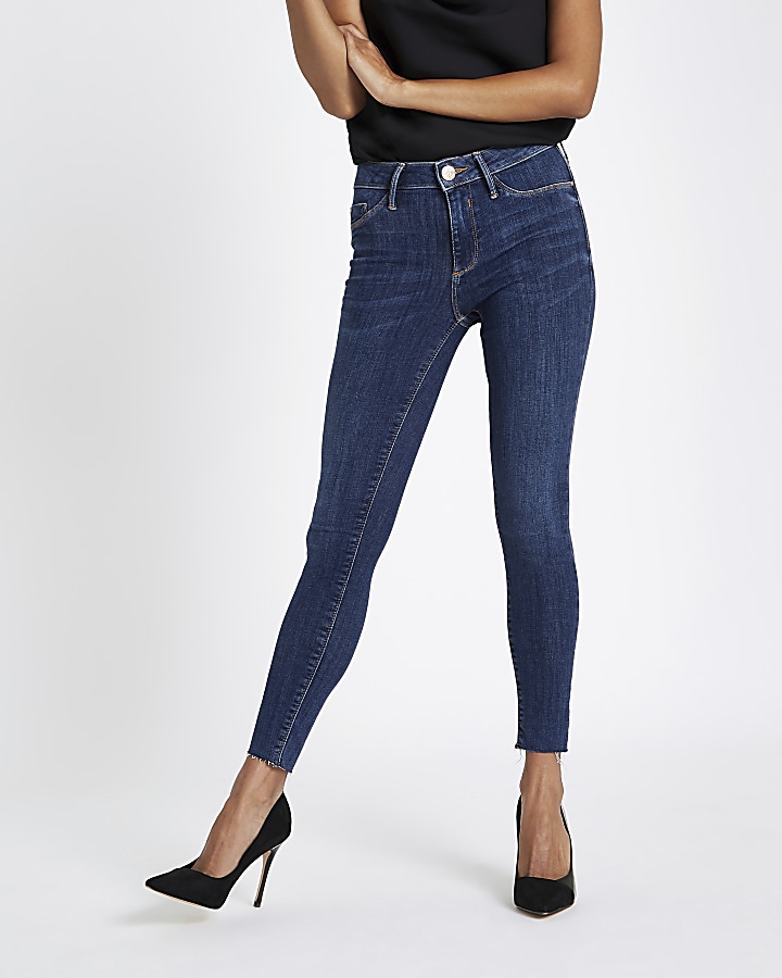 Petite mid wash blue Molly skinny jeans