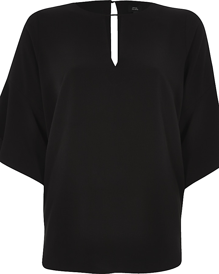 Black frill sleeve blouse