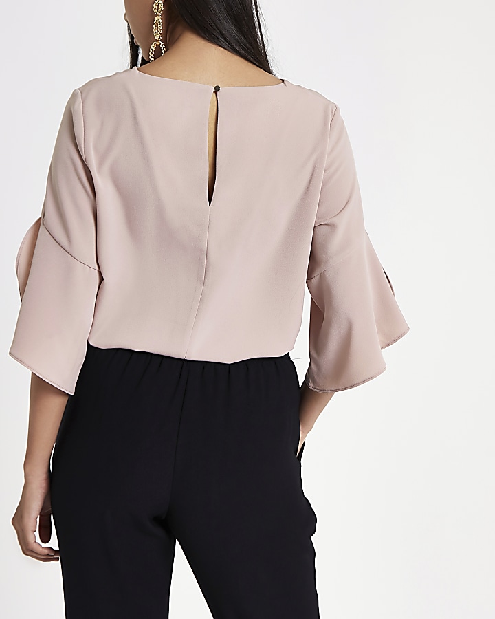 Pink frill sleeve blouse