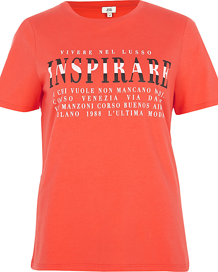Red ‘inspirare’ fitted T-shirt